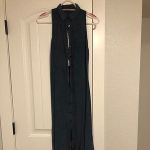 Washed Denim Flowy Maxi Dress